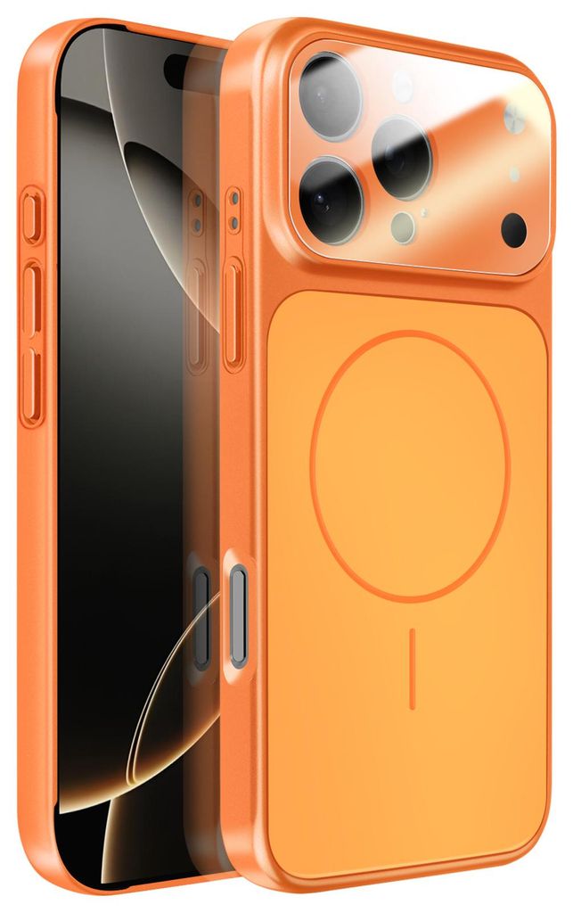 Avizar, MagSafe harte Schutzhülle mit Kamera-Schutzglas für iPhone 16 Pro, Orange