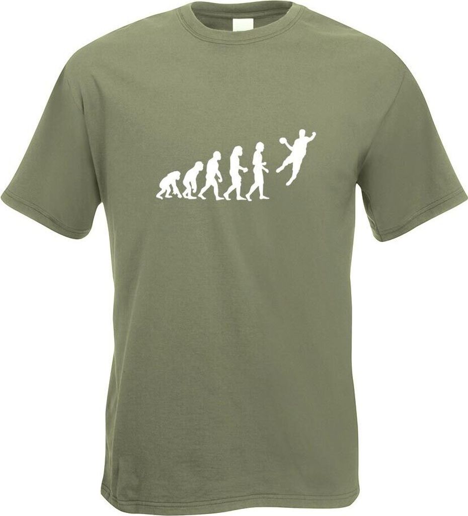 Kiwistar - T-Shirt - Olive - Evolution Handballer Motiv Bedruckt Funshirt Design Print - mit Motiv Bedruckt - Funshirt Design - Sport - Freizeit - ...