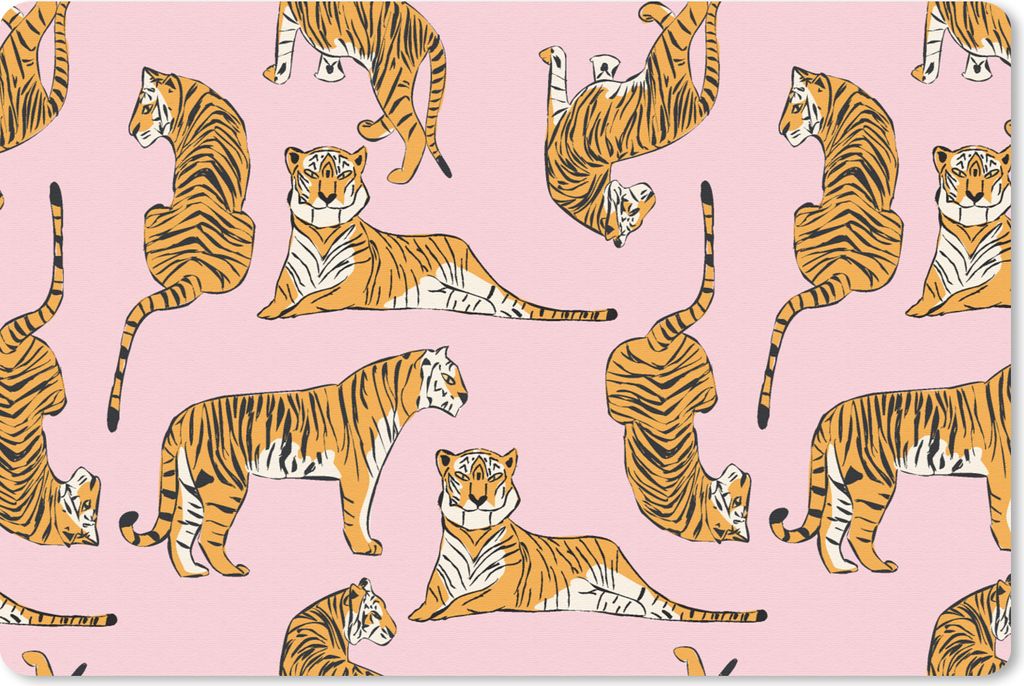 MuchoWow Schreibtischunterlage Muster - Tiger - Tiere 60x40 cm - XXL Mauspad - Großes Mauspad