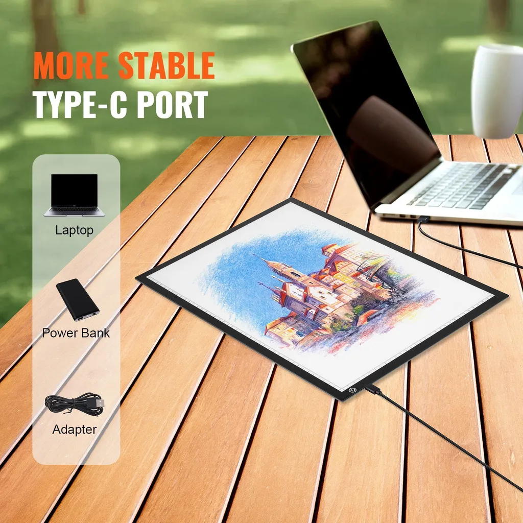 Tablette lumineuse A3 Tracing Pad LED à luminosité réglable par USB - 3