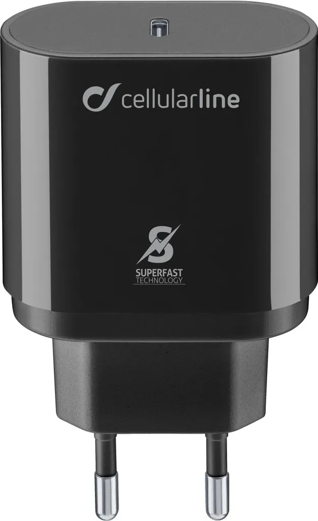 Cellularline Caricabatterie Rete 25W USB-C Nero - Carica Ultra Rapida