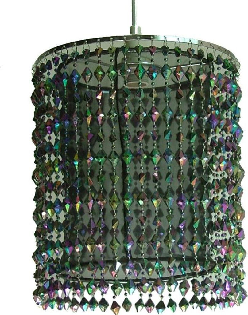 Leuchtenschirm Arabian Nights schwarz mit Kunststoff-Perlen und Organzastoff