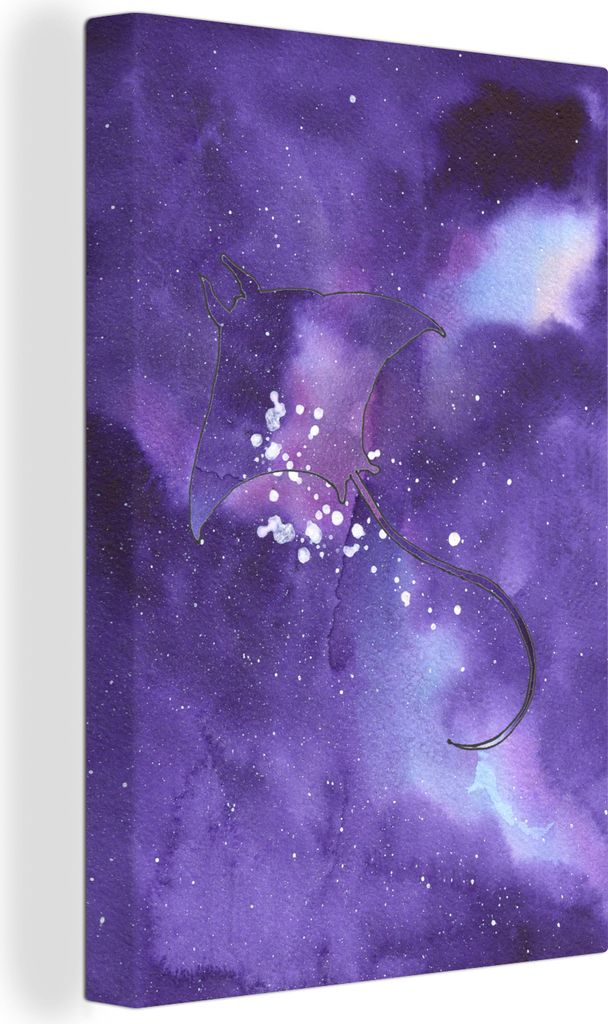 OneMillionCanvasses - Leinwandbilder - 90x140 cm, Manta - Weltraum - Lila, Wandbilder Kunstdruck Wanddekoration - Wandschmucke - Schlafzimmer