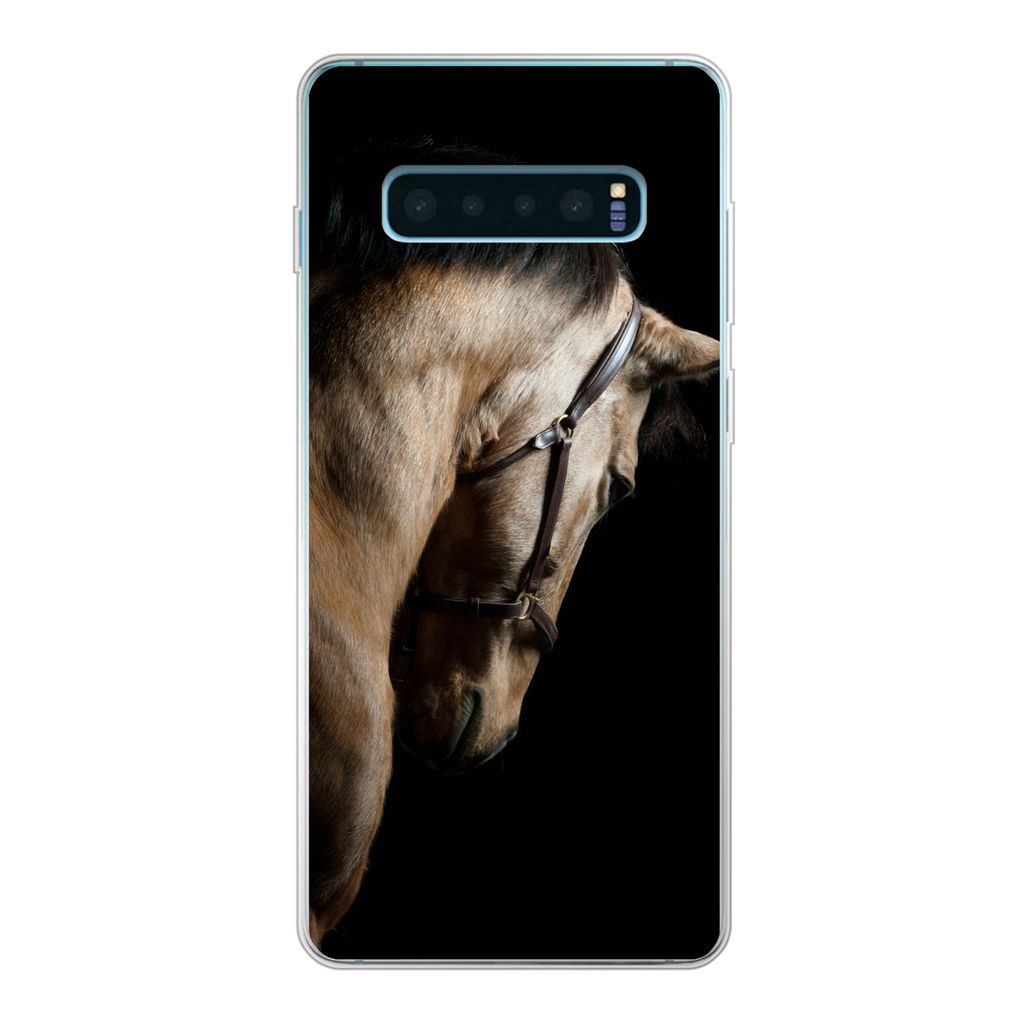 MuchoWow Handyhülle Schutzhülle Hülle für Samsung Galaxy S10 Lite Pferde - Halfter - Schwarz Silikon Softcase Handy Hülle - Schutz