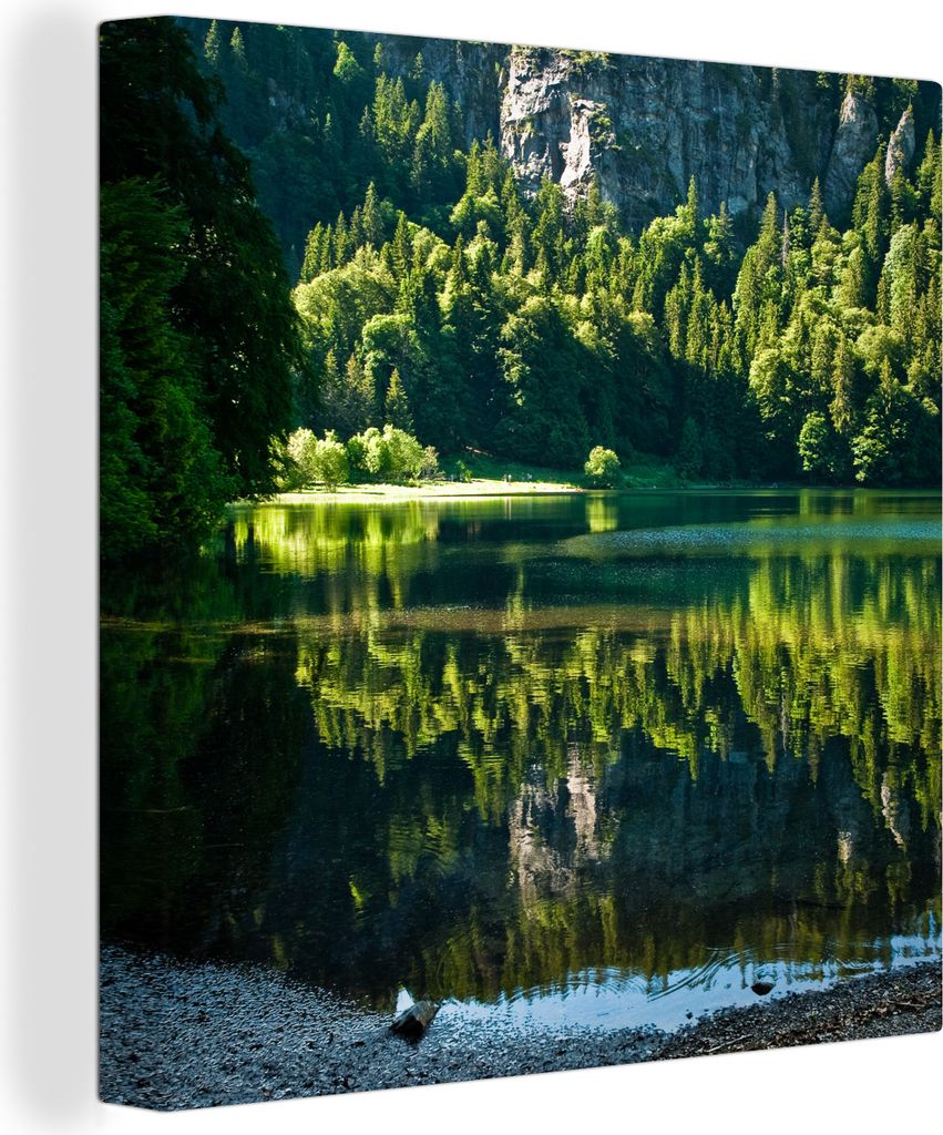MuchoWow - Leinwandbilder - Blick vom Ufer des Feldsees im deutschen Schwarzwald, Wandbild, Wanddeko Bilder Wohnzimmer, 90x90 cm