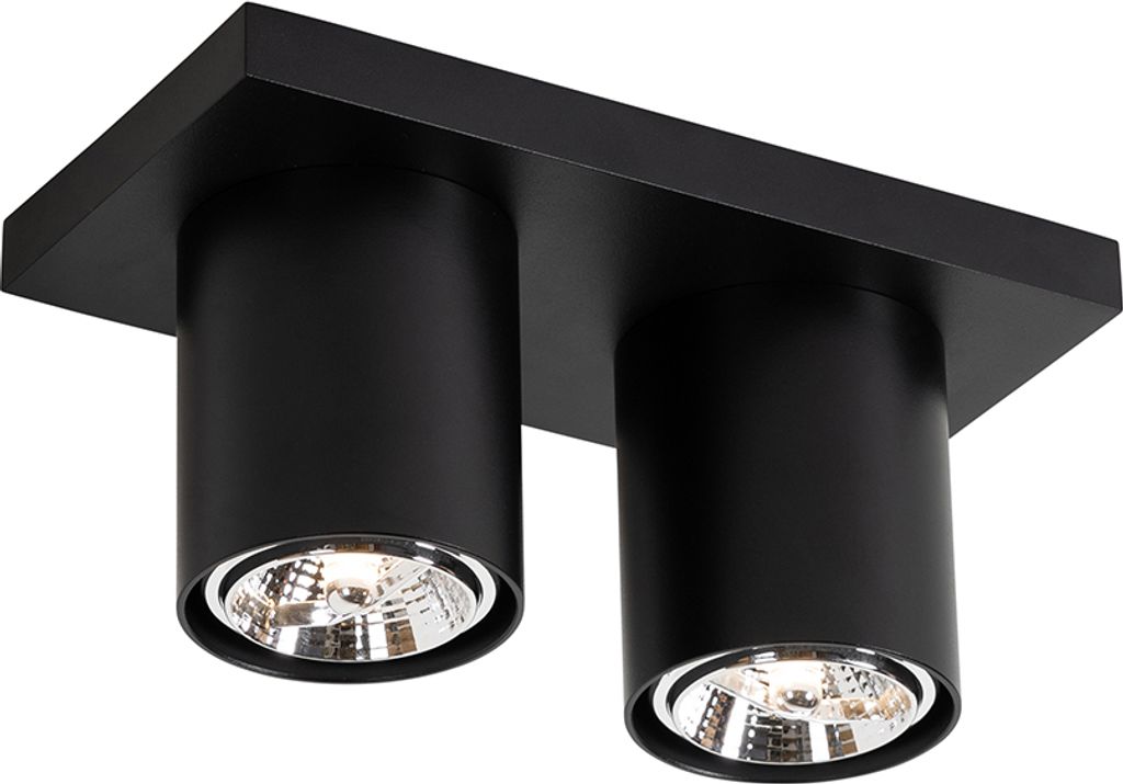 QAZQA - Modern Moderner Deckenstrahler schwarz 2-flammig-flammig - Tubo I Wohnzimmer I Schlafzimmer - Aluminium Länglich - LED geeignet GU10