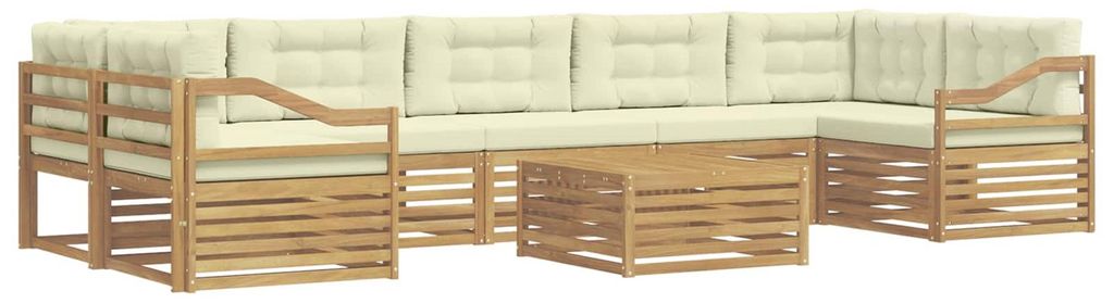 vidaXL Outdoor-Sofagarnitur 8 pcs Weiß und Creme Massivholz Akazie