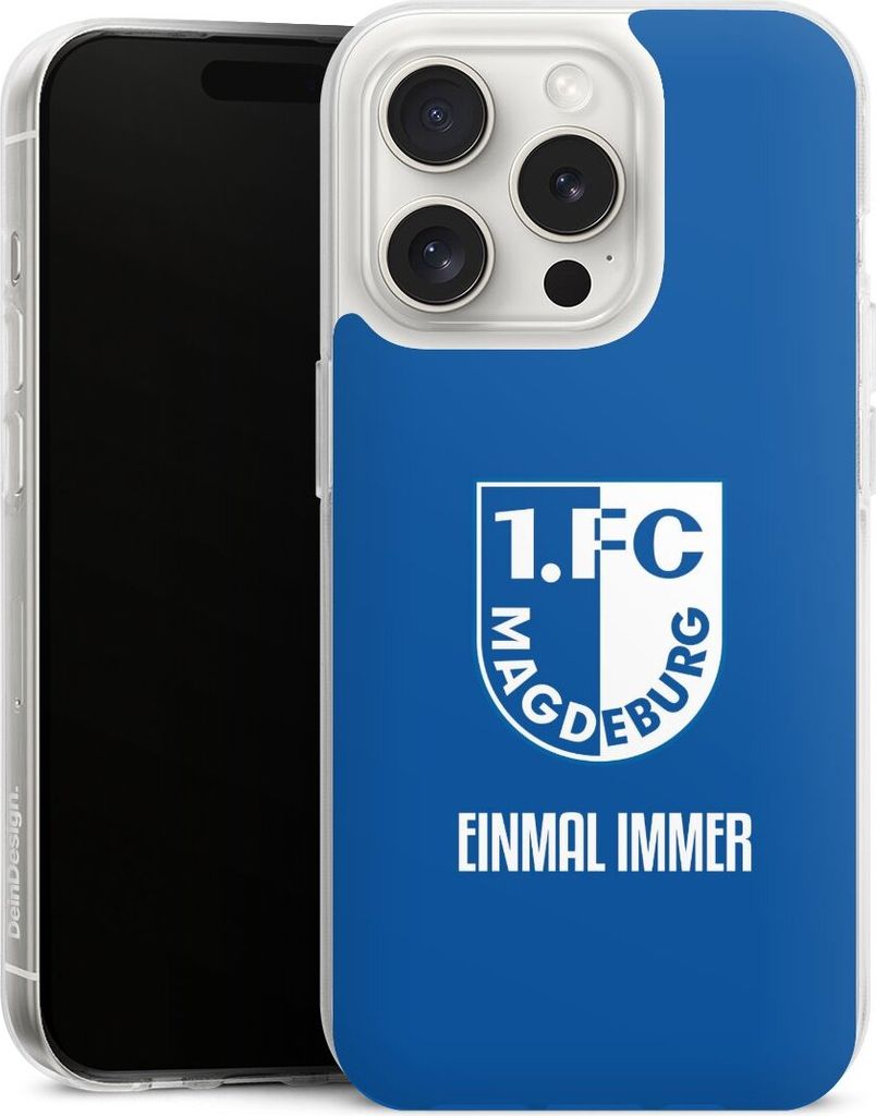 DeinDesign Handyhülle für Apple iPhone 15 Pro Silikon Hülle Case Smartphone Schutzhülle Offizielles Lizenzprodukt Wappen 1. FC Magdeburg