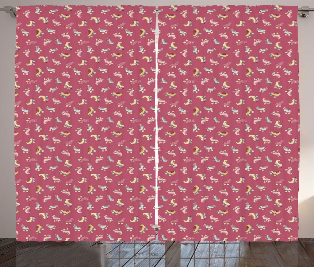 Rideau à fronces de chambre style rétro à fleurs multicolores 280x225
