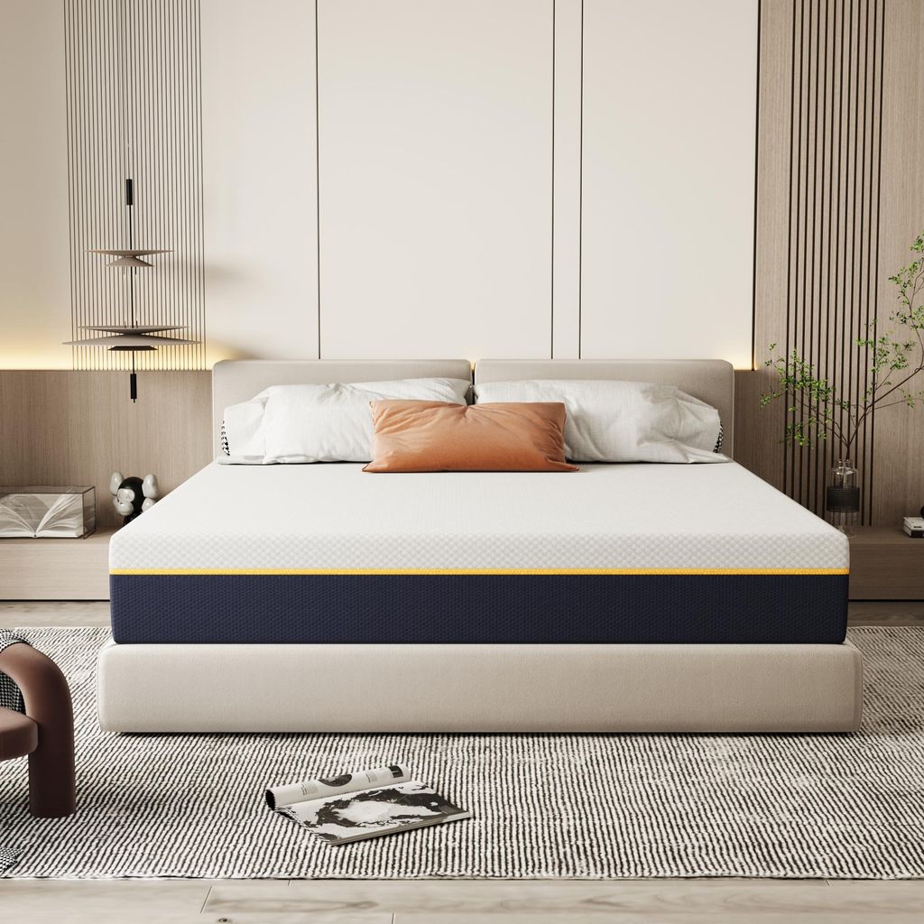 DEWINNER Matratze 140 x 200 cm, Dicke 21 cm, Memory-Schaum + Bambuskohleschaum, hohe Unterstützung, atmungsaktiv, hypoallergen, mit abnehmbarem
