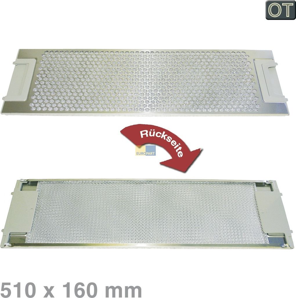 Metallgitterfilter Fettfilter rechteckig Metall 510x160mm Produktbild 