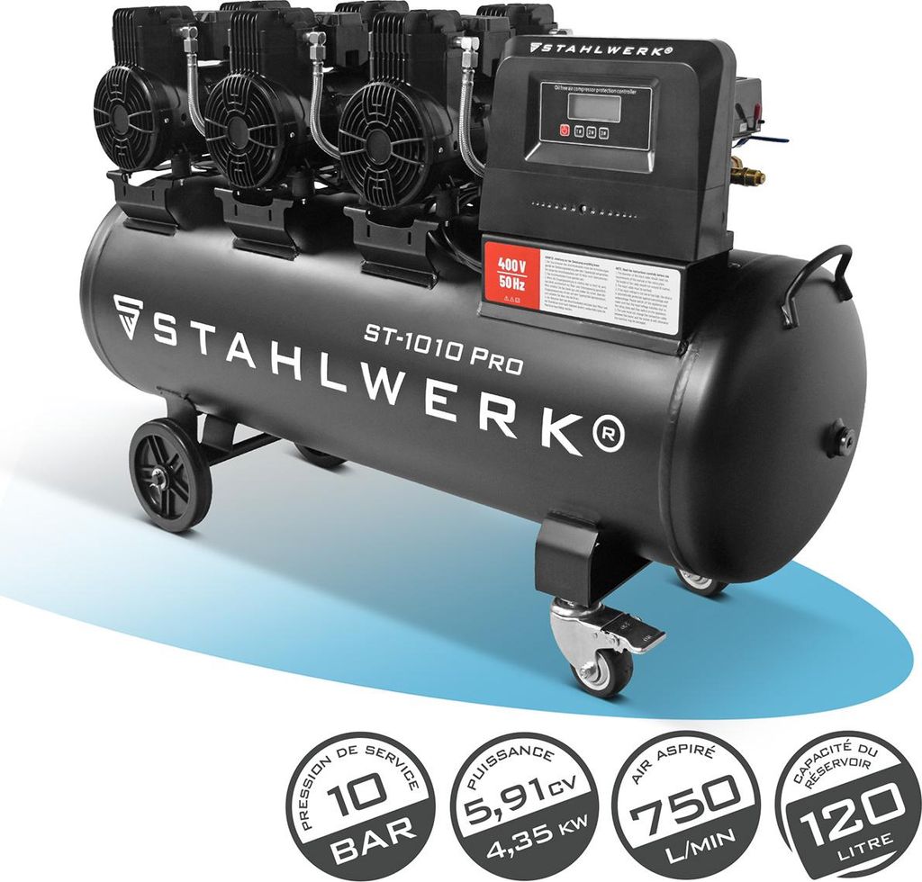 Compresseur STAHLWERK avec réservoir de 120 L (ST-1010 Pro) Image du produit 