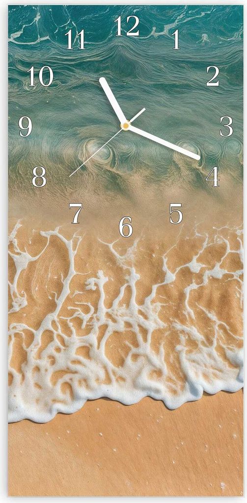 Wanduhr aus Glas mit Motiv Ozeanwellenstrand- 30 x 60 cm - inkl. Aufhängesystem