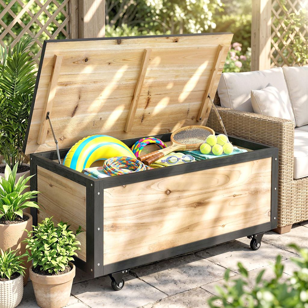 Outsunny Gartenbox Holz Auflagenbox 121L Aufbewahrungsbox