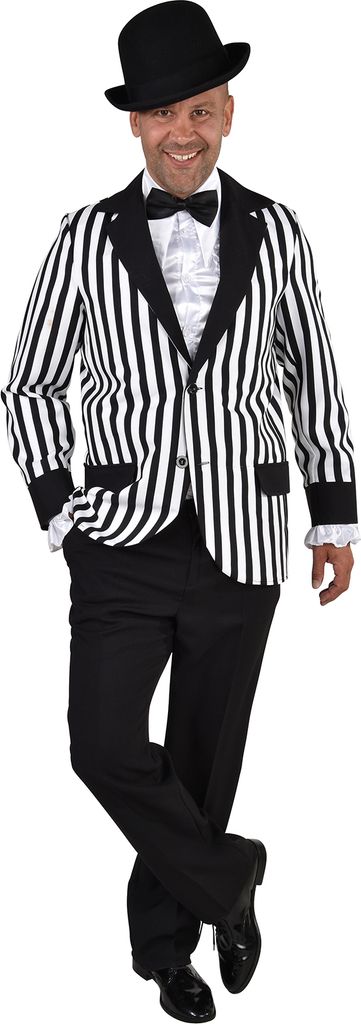 M207220-XXL schwarz-weiß Herren Streifen Sakko Charleston Jacke Gr.XXL=62