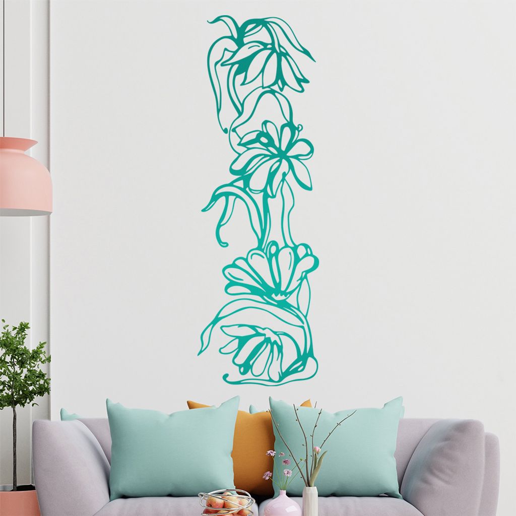 Blumen - Ranken Wandtattoo in 6 Größen - Wandaufkleber Wall Sticker - Dekoration, Küche, Wohnzimmer, Schlafzimmer, Badezimmer