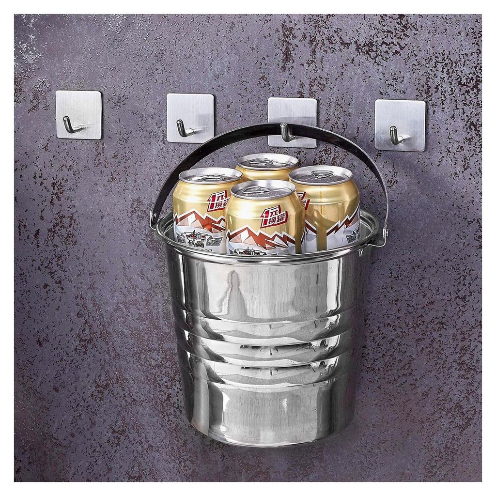 Selbstklebende Haken (6 Stück) aus Edelstahl für Wandmontage ohne Bohren, wasserdicht für Küche und Badezimmer