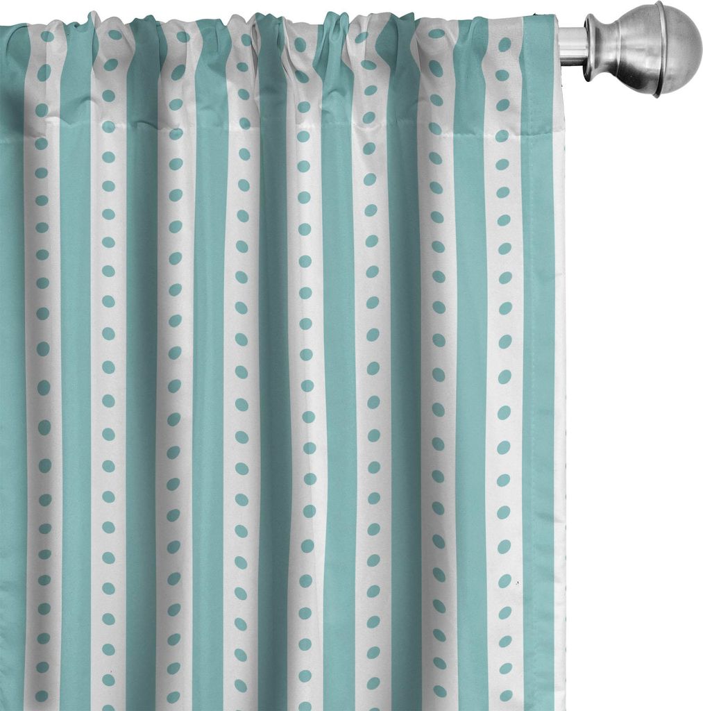 ABAKUHAUS Türkis Vorhänge, Gardinen, Dots Rounds und Stipes mit dicken Grenzen Vintage Retro Textured Image, 2 Stück 75 x 245 cm, Mint Grün und...