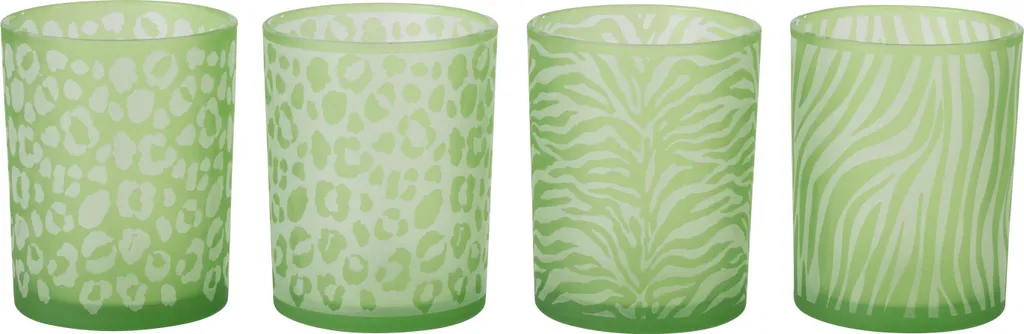 Photophore de Table Vert Motif Empreintes - Grand Photophore Verre J-Line
