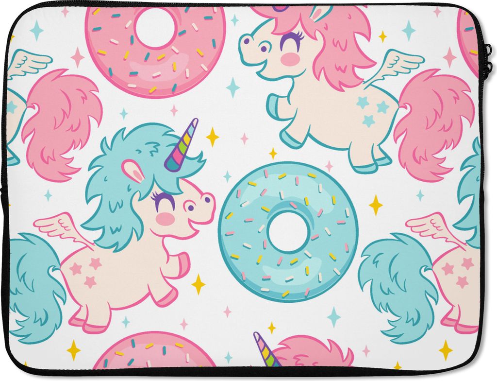 MuchoWow Laptop Hülle 17 Zoll Laptoptasche Einhorn - Donut - Baby - Zipper - Schutzabdeckung