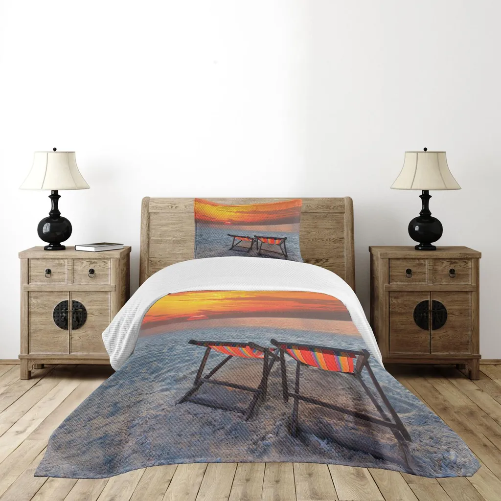 Copriletto Design Costiero ABAKUHAUS 170x220 - Arancio & Grigio