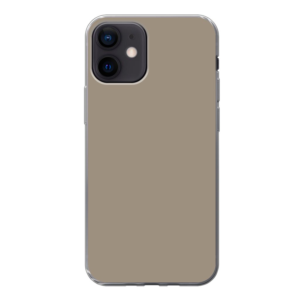MuchoWow Handyhülle Schutzhülle Hülle für iPhone 12 Interieur - Farben - Beige Silikon Softcase Handy Hülle - Schutzhülle