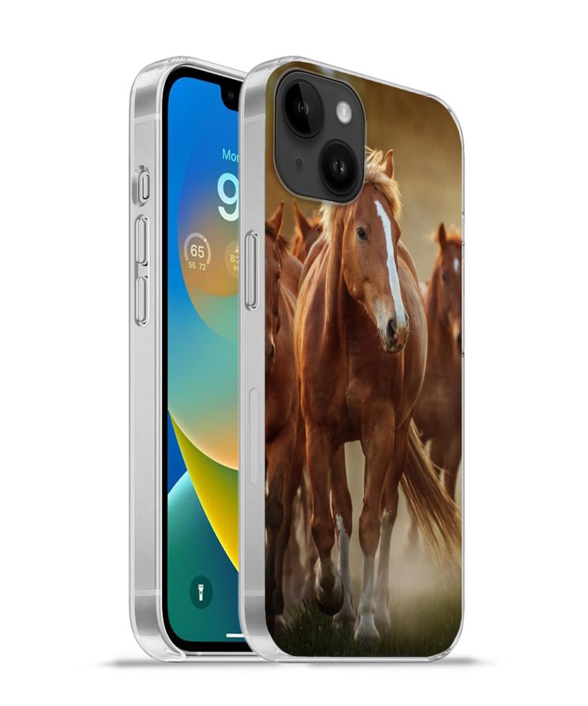 MuchoWow Handyhülle Schutzhülle Hülle für Apple iPhone 14 Plus - Soft case Pferde - Licht - Natur Silikon Softcase Handy Hülle - Abbildung