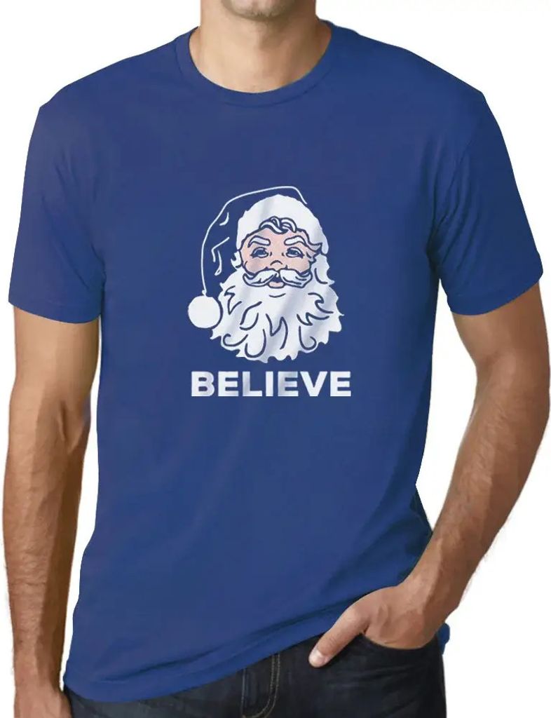 Herren Grafik T-Shirt Glaube an den Weihnachtsmann – Believe In Santa Claus – Öko-Verantwortlich Vintage Jahrgang Kurzarm Lustige Druck Geburt...