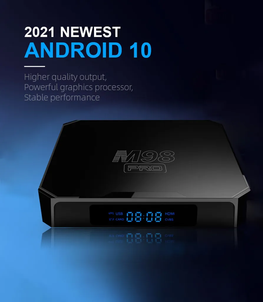 M98PRO TV Box Android 4K UHD avec télécommande vocale et WiFi 2,4 GHz - 8