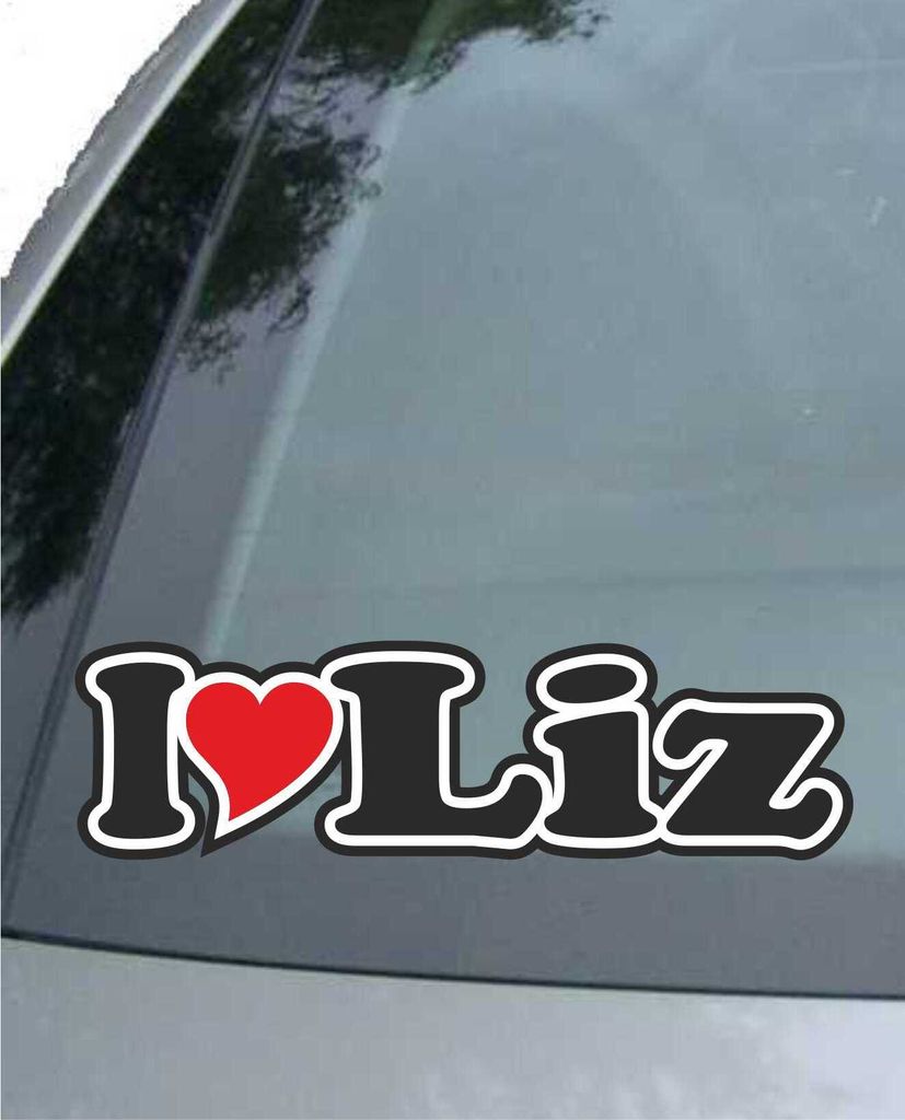 INDIGOS UG - Aufkleber / Autoaufkleber - I Love Heart - Ich liebe mit Herz 15 cm - I LOVE Liz - Auto LKW Truck - Sticker mit Namen vom Mann Frau Kind