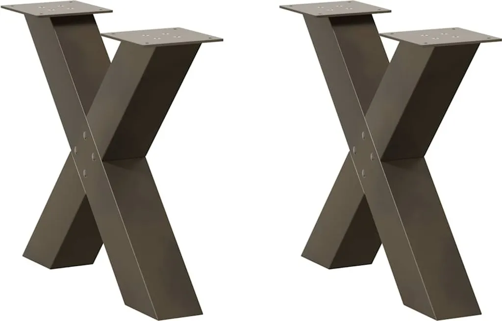 Gambe a X per Tavolino Fai-da-te - Acciaio Naturale 60cm - Stile Casa