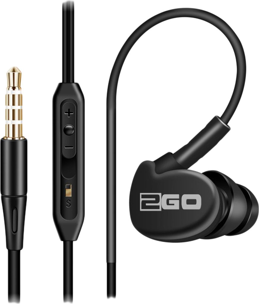 2GO In-Ear Sport-Headset "Active" m. Rufann.&Lautstärker. sw
