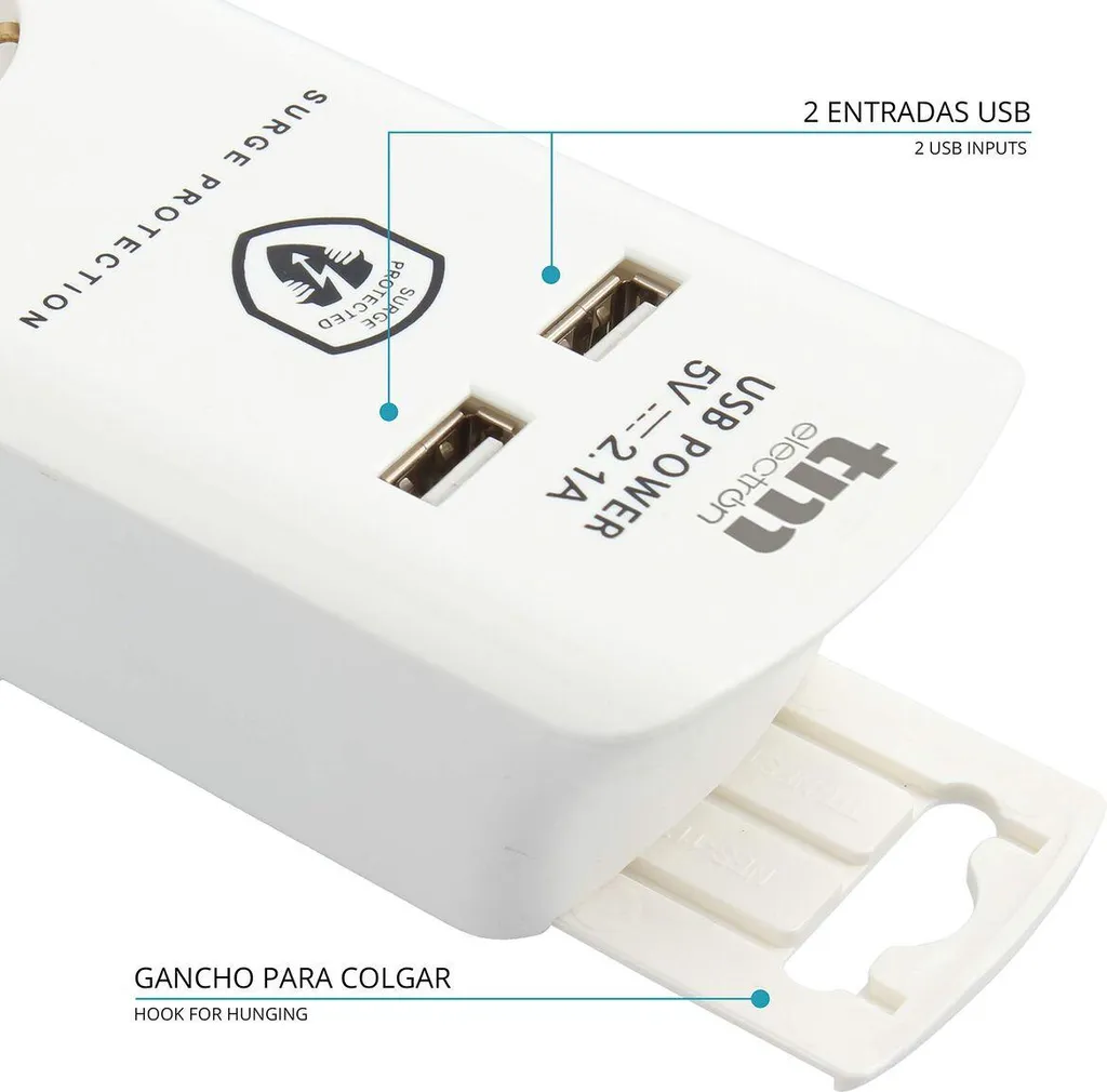 Bloc Multiprise Électrique 6 Prises Terre avec Interrupteur 1,5m
