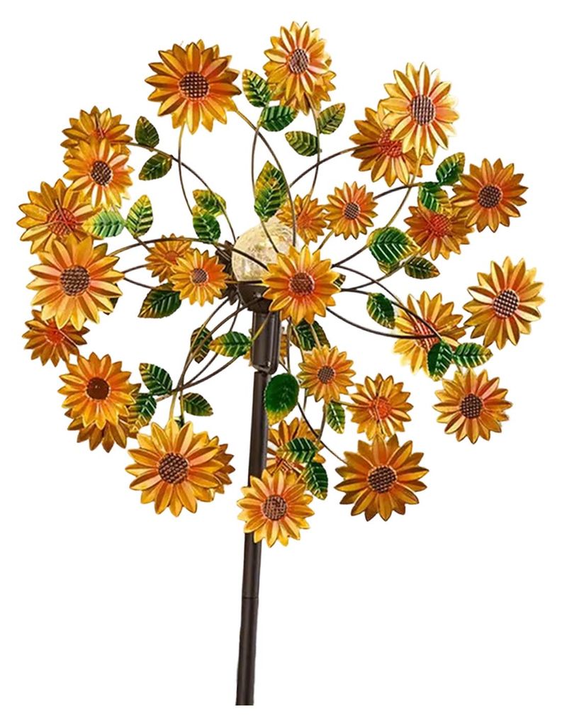 Garten-Windspiel mit Stab, Schmetterlingen, Vögeln und Blumen, kinetische Windmühle, 86 cm (34 Zoll), Metall-Windskulptur für den Außenbereich,...