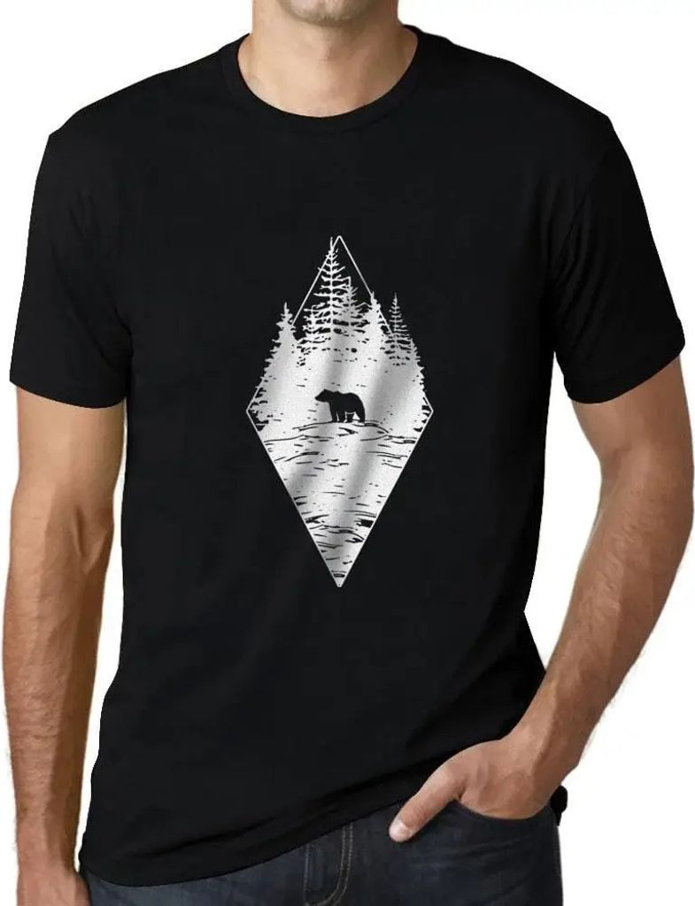 Herren Grafik T-Shirt Waldbär – Forest Bear – Öko-Verantwortlich Vintage Jahrgang Kurzarm Lustige Druck Geburtstag Geschenk Mann
