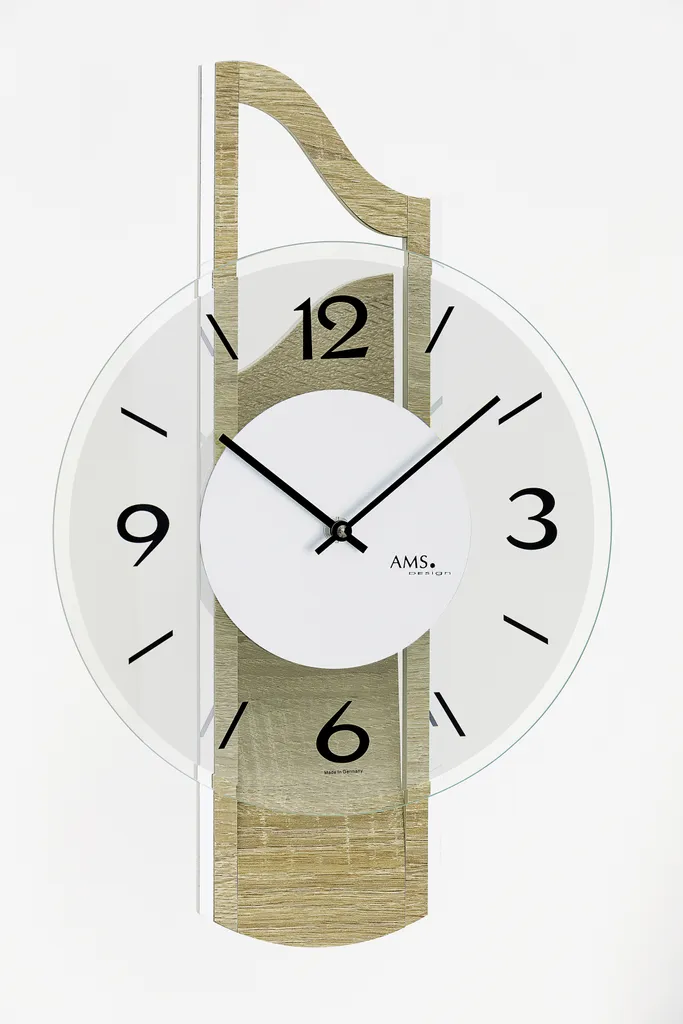Horloge murale silencieuse AMS 9681 en aluminium pour lecture facile