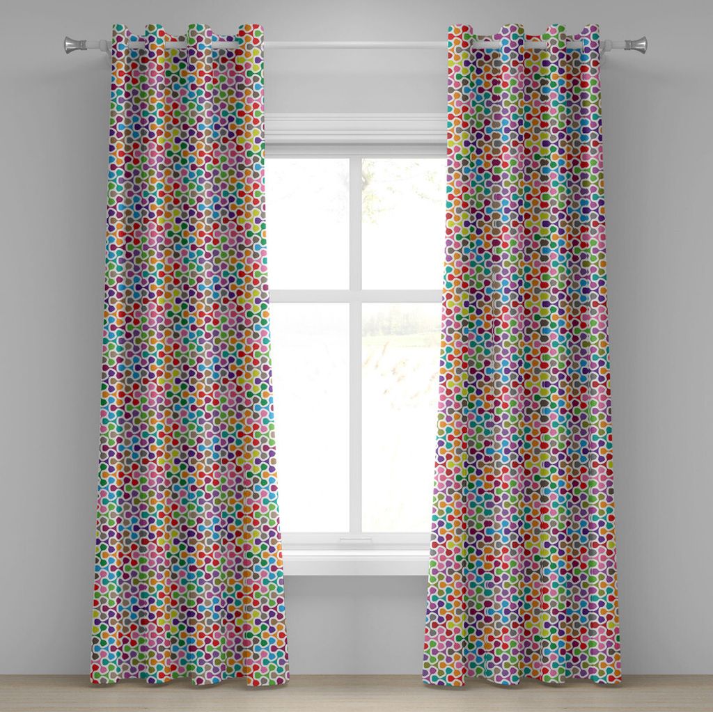 ABAKUHAUS Bunt Ösenvorhang, Bunte Muster Mit Der Kurven Geometrie, Die Kreative Dekorative Artful Design, Dekorative 2-Panel-Fenstervorhänge, 280...