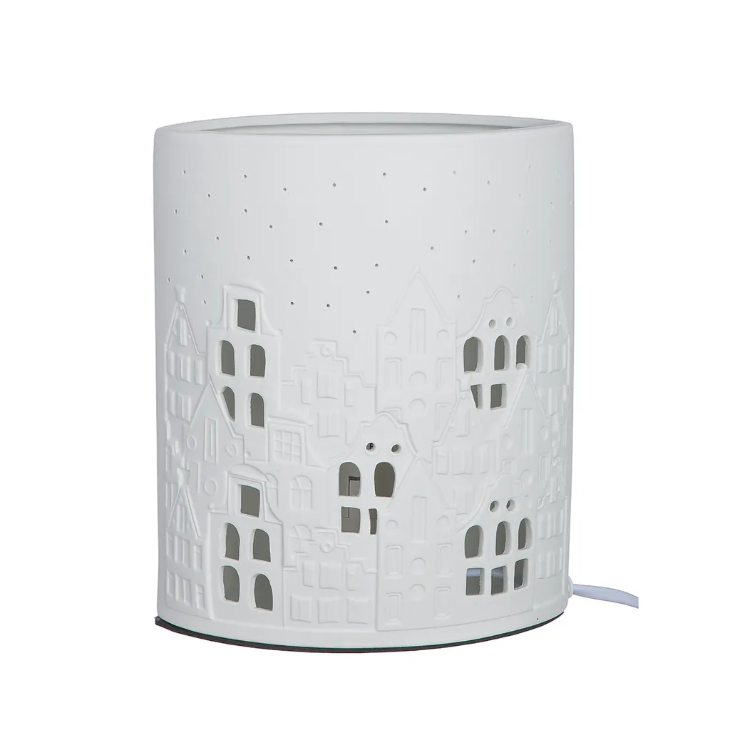 Lampe Stadtlichter Gilde en Porcelaine à Motif Maison Blanche 20 cm