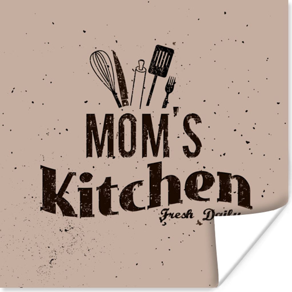 MuchoWow Poster Küche - Mutter - Essen 75x75 cm - Wand Dekoration