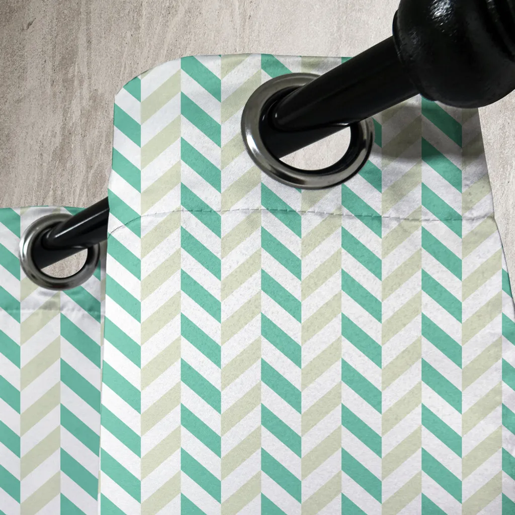 Rideaux décoratifs à œillets pour salon motif zigzag 2 panneaux