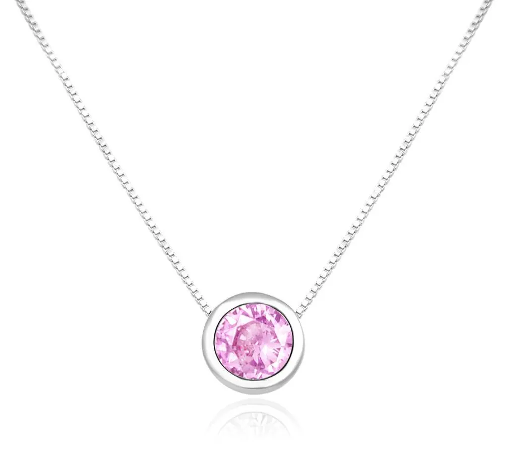 Collier argent zircone rose AGS1578/47-P - Bijou brillant sans ternir