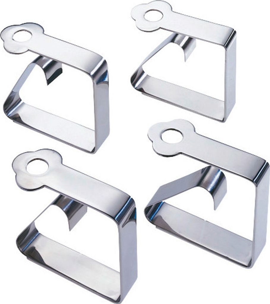 WENKO 4er Set Tisch Decken Klammern Tuch Halter Klemmen Edelstahl Accessoires