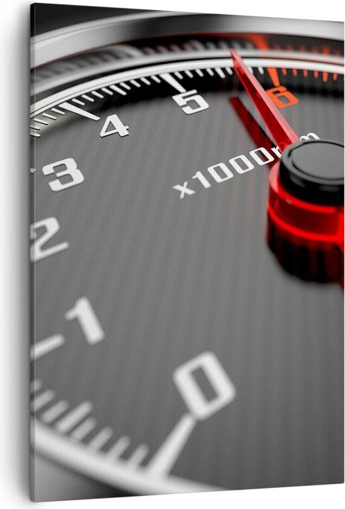 Bild auf Leinwand - Leinwandbild - Einteilig - Tachometer Auto Pfeil - 50x70cm - Wand Bild - Wanddeko - Wandbilder - Leinwanddruck - Wanddekoration...