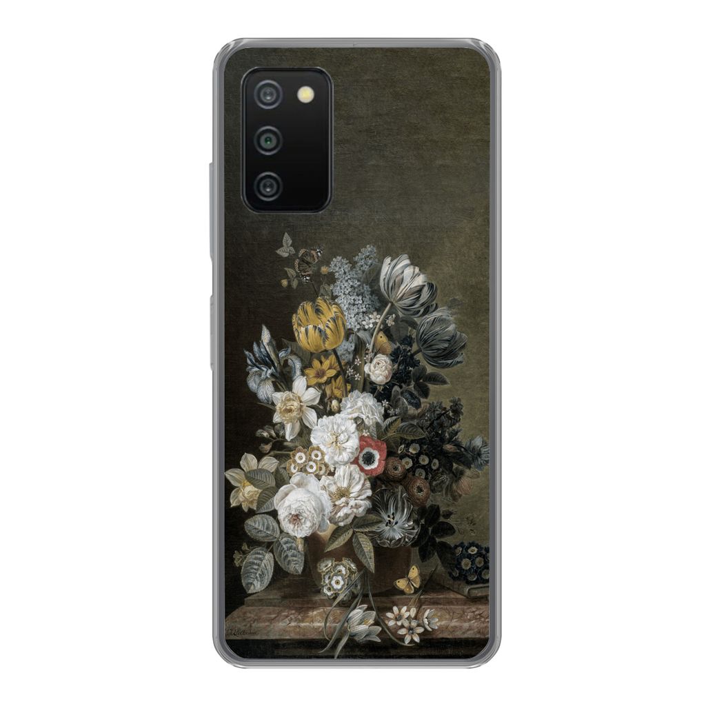 MuchoWow Handyhülle Schutzhülle Hülle für Samsung Galaxy A03s Stilleben mit Blumen - Alte Meister - Malerei Silikon Softcase Handy Hülle - S...
