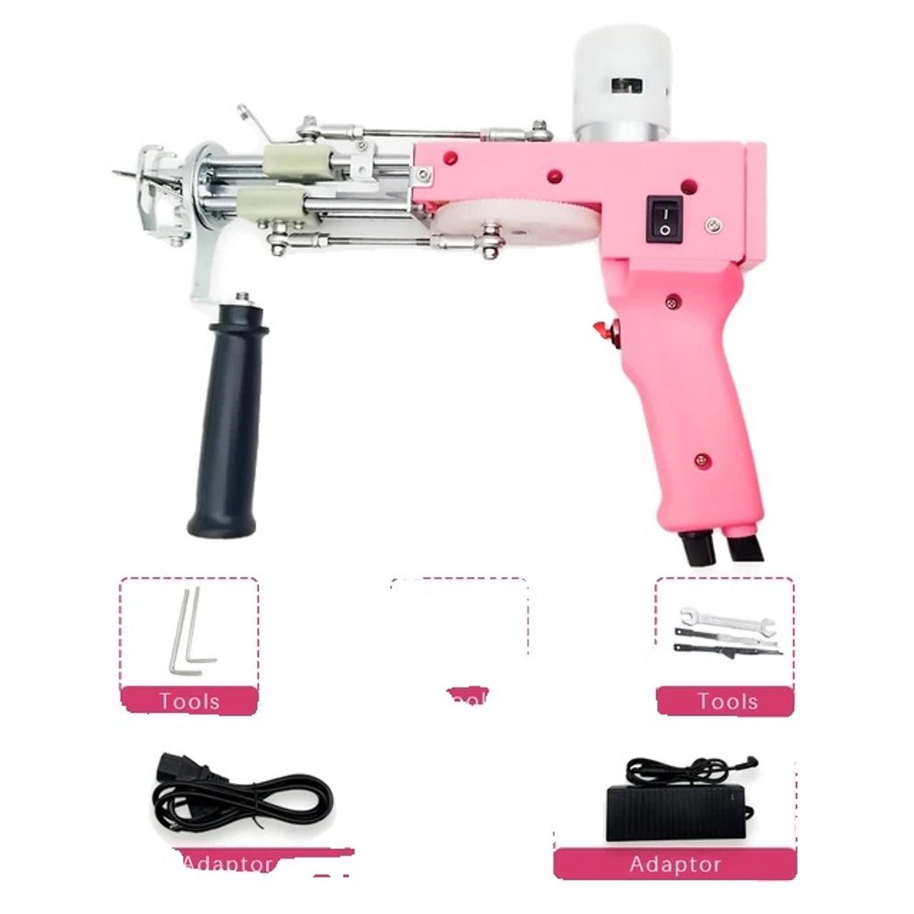 Tufting-Gewehr-Set, elektrische Tufting-Pistole, 7 – 21mm Tufting-Pistole, Rosa