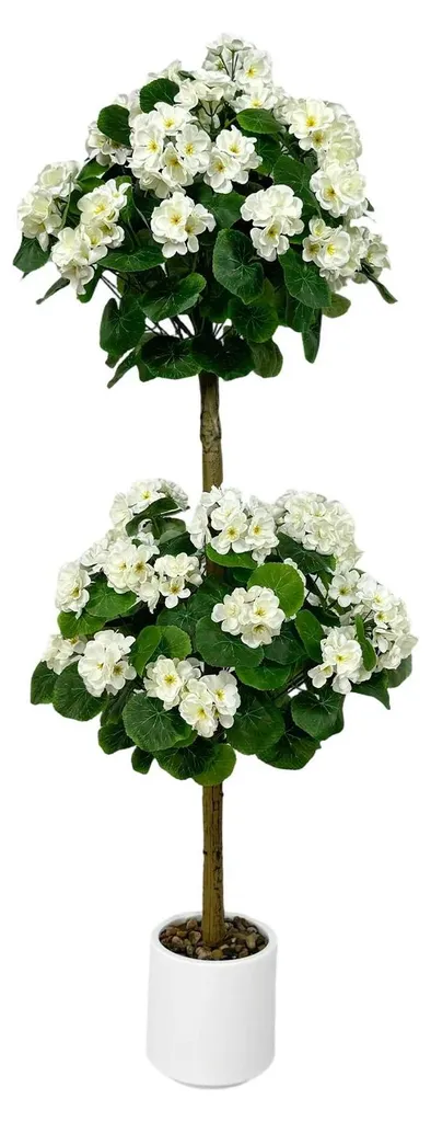 Décoration Intérieure Géranium Blanc 120cm - Topiaire Artificiel pour Salon