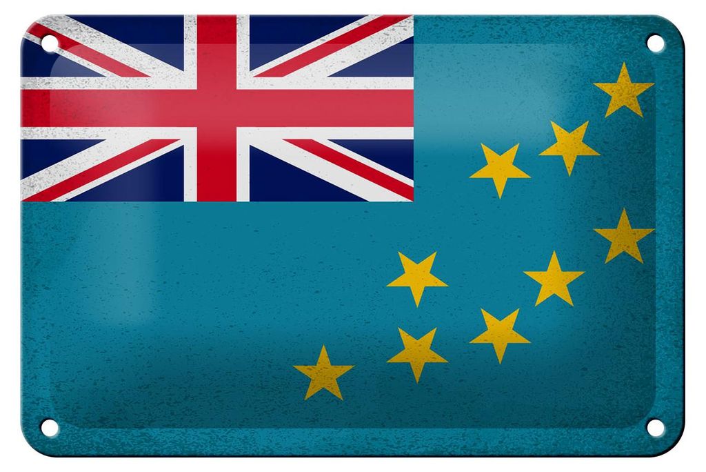 Blechschild Flagge Tuvalu 18x12cm Flag of Tuvalu Vintage Dekoration
