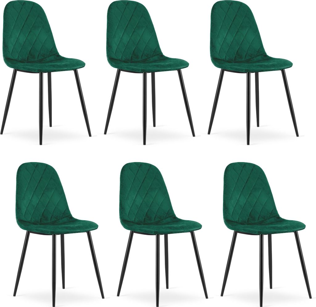 PIENZA Sessel dunkelgrün Samt gepolstert mit Armlehnen Metallbeine für Wohnzimmer, Büro, Schlafzimmer, Größe 45x88x51 cm, Satz von 6 Stück.