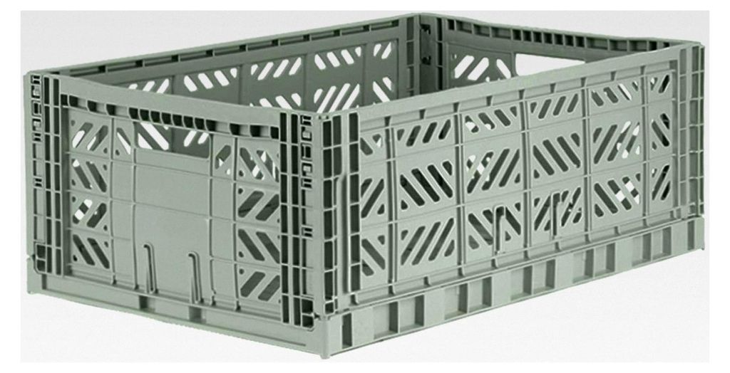 Ay-Kasa Klappkiste, stabile Faltkiste aus Kunststoff, stapelbar, Almond Green, Maxi (60x40x22cm)