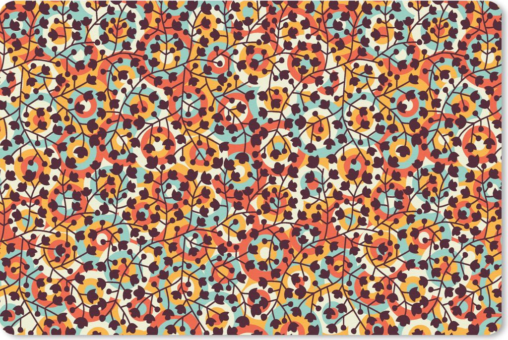 MuchoWow Mauspad Mousepad Blumen - Bohème - Kreis - Muster 27x18 cm - Mousepads - Maus Mat - Pad - Mausunterlage - Büroartikel - Desk Matten